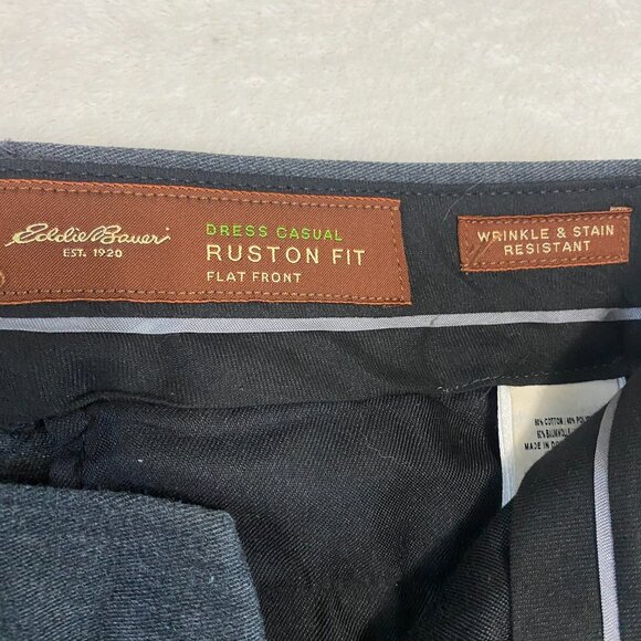 EDDIE BAUER Nano Care Dress Casual Pleated Ruston Fit Pants Charcoal 36 x 29 - Picture 3 of 9